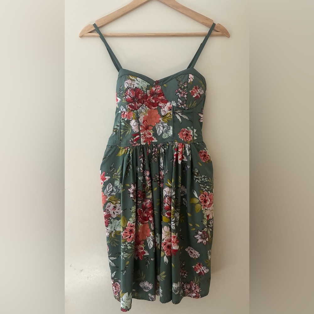 Flowy green floral dress